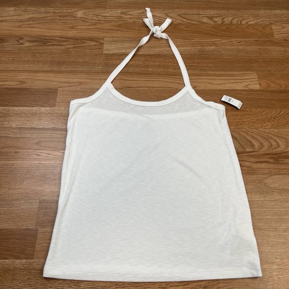 Aerie Halter Tank Top White Ribbed Tie Women's Size XL NEW